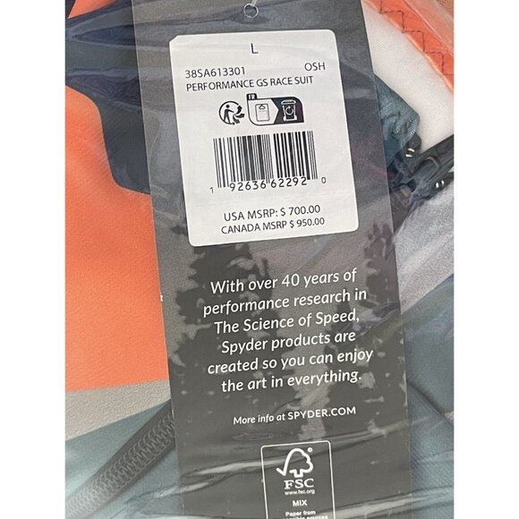 Spyder Ski Race Suit Mens Size Large L Orange Performance GS $700 - Picture 10 of 10